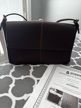 Vintage Burberry Brown Leather Shoulder Bag Authentic 3 MORE DAYS LISTED